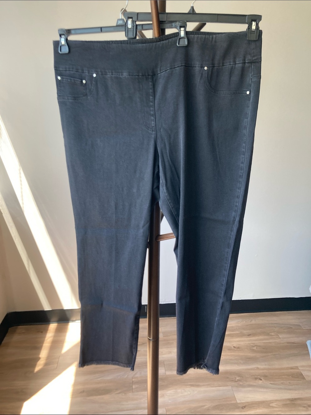 Ruby Rd pull on ankle pant raw hem w tencel & slimming contour waistband 2X